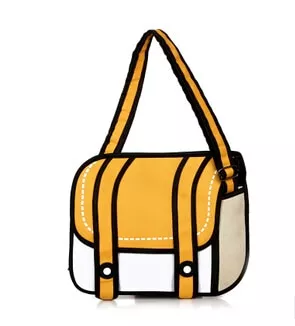Bolsa traços desenho nova moda 2d sacos novidade de volta à escola saco 3d desenho dos desenhos animados comic bolsa senhora ombro saco do mensageiro 6 cores presentes