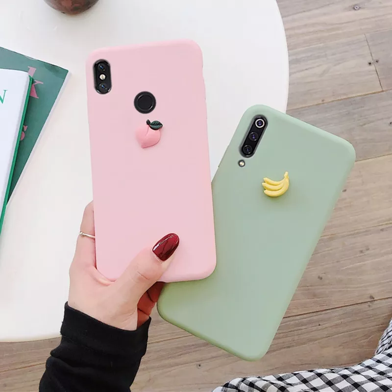 bonito 3d fruta banana pessego uva caso para xiaomi mi a3 lite cc 9 lite 1 Capinha carteira case telefone iphone 12 pro max mini se 2020 11 xs x xr 6 7 8 plus tpu carteira macia capa traseira à prova de choque coque novo