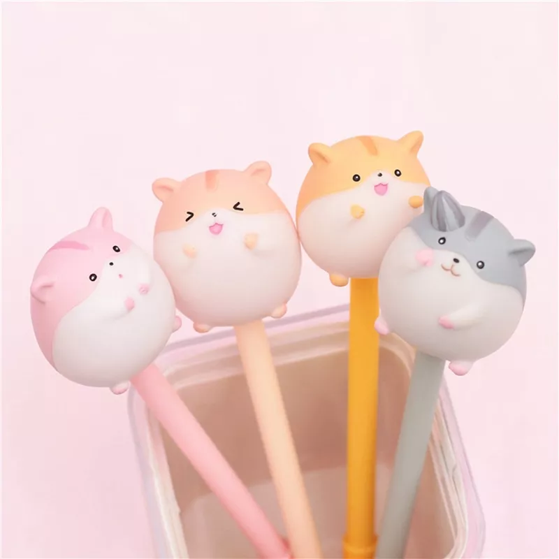 Bonito hamster gel caneta criativo canetas kawaii desenhos animados neutro canetas para crianças meninas presentes escola material de escritório novidade papelaria