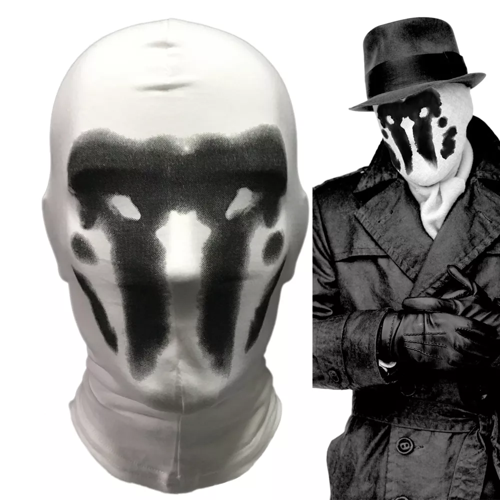 Bonito relojoeiros rorschach máscara cosplay traje rosto cheio engraçado quadrinhos watchmen halloween party cosplay máscaras adereços