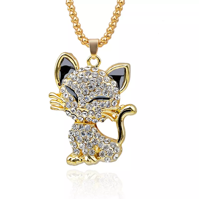 bonito strass colar do gato para mulheres gold filled esmalte cristal Colar anime code geass lelouch da rebelião colar de metal pingente corda corrente colares mulheres homens charme presentes anime japonês jóias