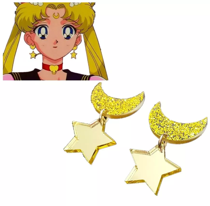 brinco 1 par anime sailor moon cosplay kawaii estrela lua espaco brincos FAYUEKEY Primavera Verão Outono Casa Cão Dos Desenhos Animados Com Coroa De Pelúcia Chinelos Piso Interior Chinelos Quentes Sapatos Baixos Das Mulheres