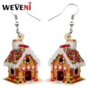 Brinco Acrílico Anime Natal Casa Colorida Brincos Longa Queda Dangle Moda Menina Mulheres Atacado Acessórios Do Partido Do Festival