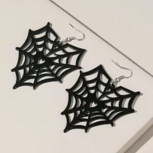 brinco acrilico halloween grande coracao circulo oco aranha web gota brincos para Gothic lolita halloween crânio bat blavk asas hairpin cosplay menina acessórios de cabelo clipe de cabelo