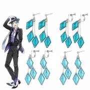 Brinco Anime Twisted wonderland a pequena sereia brincos para mulher floyd clip brincos geometria estética borla orelha clipe jóias