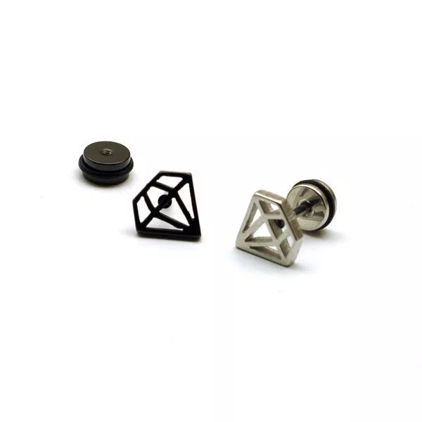 Brinco Diamante Preto/Prata