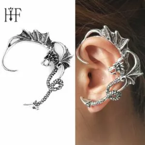 brinco dragao ear cuff brincos da orelha clipe de manguito ouvido dragao antigo stud Prata banhado a ouro grego folha de louro pulseira braçadeira braço superior manguito armlet festival nupcial dança do ventre jóias