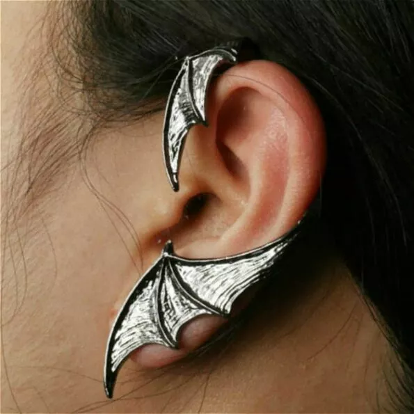 brinco gothic punk dragao brincos de prata cor asa unisex vintage orelha punhos clipe Brinco Gothic punk dragão brincos de prata cor asa unisex vintage orelha punhos clipe em brincos jóias piercing pendientes 1pcs