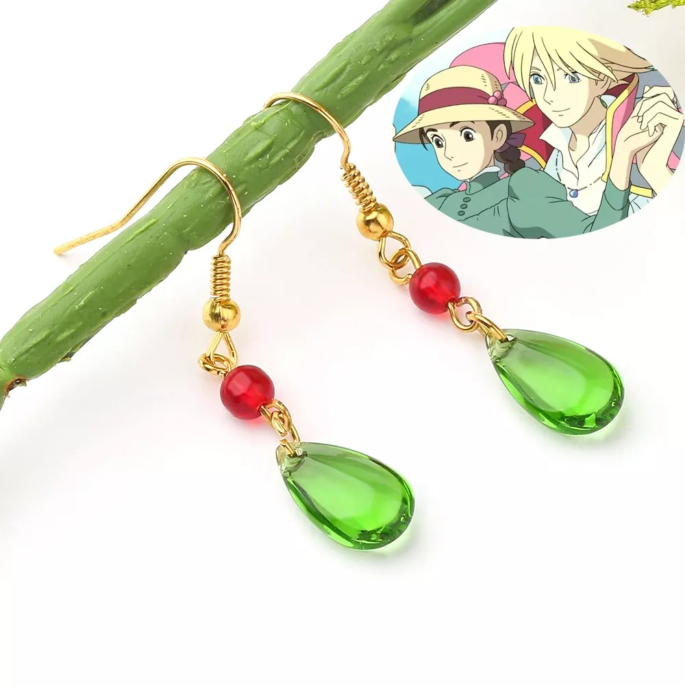 Brinco hayao miyazaki howl moving castle moda filme jóias brincos dos desenhos animados cosplay acessório de vestuário para fãs de filmes