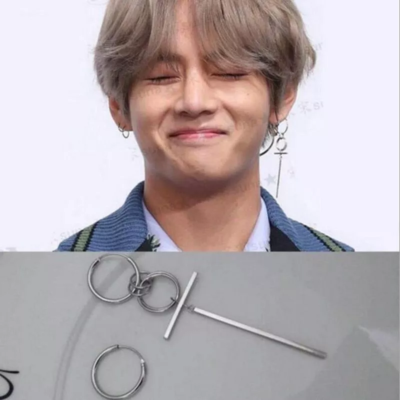 brinco k pop coreano meninos bangtan Album v dna stud brincos para homens e mulheres Brinco K-Pop unissex da coréia, corrente com borla de aço inoxidável, clipe de orelha, tendência presente