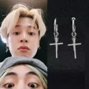 Brinco K-Pop unissex, brinco de rua pop hipster rock, pingente de cruz para homens e mulheres, hip hop para meninos brinco punk