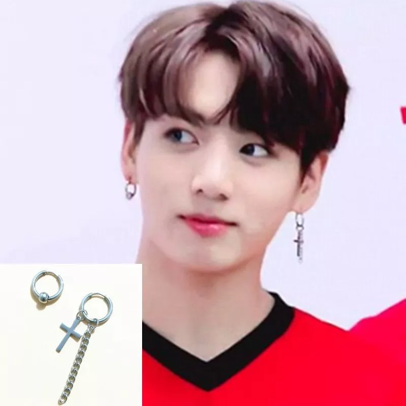 Brinco KPOP Bangtan Boys Album V Cross Stud Earrings K-pop Jewelry Accessories For Mens And Womens Earring
