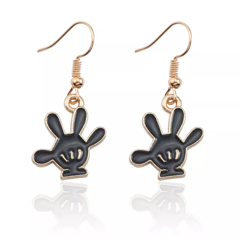 brinco luva classica brincos para meninas na moda mao pingente dos desenhos Brinco luva classica brincos para meninas na moda mão pingente dos desenhos animados mickey luva preto earing jóias presente