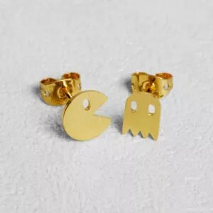 brinco pac man dourado Colar Dinossauro Prata Dourado Bronze