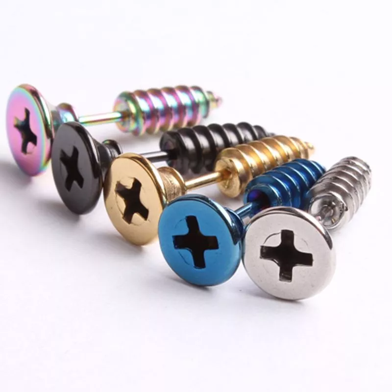 Brinco Punk Parafuso Diversas Cores