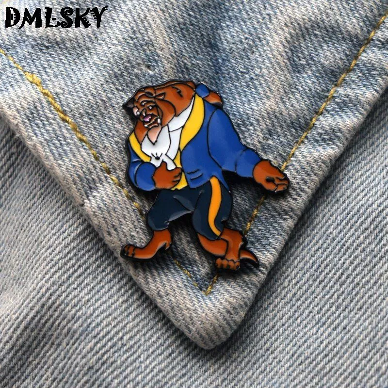 broche bela e a fera dmlsky cartoon theme metal enamel pin backpack badge clothes Action Figure 8 pçs/set Sing Filme Crianças Brinquedos Filme de Desenhos Animados Cantar Anime Action Figure Buster Lua Johnny PVC Coleção Dolls Crianças Aniversário ChristmasGifts