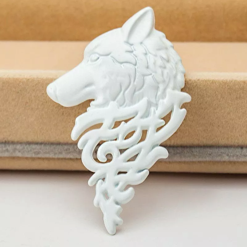 Broche Lobo Cabeça Branco