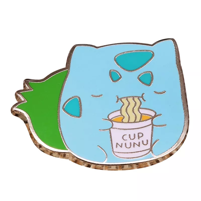 Broche Pokemon Bulbassauro Bonito macarrão gato pino engraçado crianças foodie presente