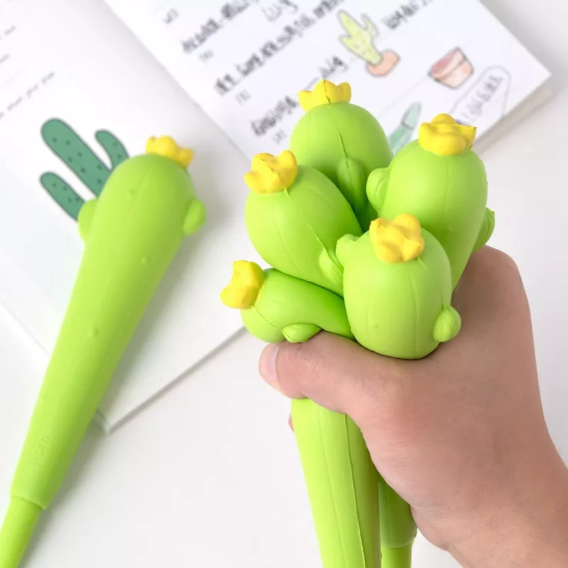 Cactus pressão reduzindo squeeze macio gel caneta marcador de tinta caneta escola escritório material de escrita papelaria escolar papelaria