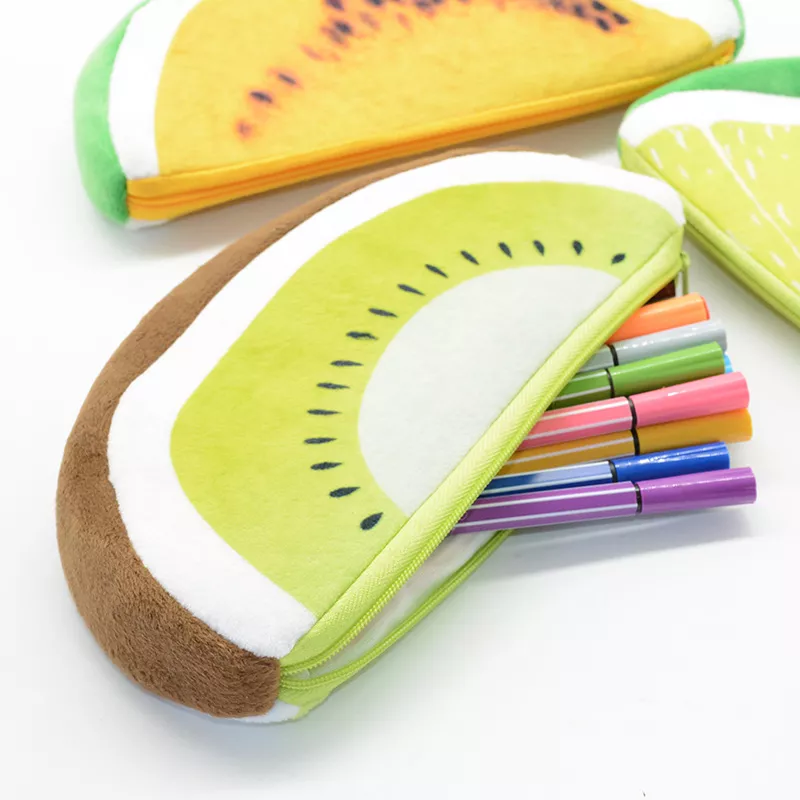 Caixa de lápis estuque escolar estuque scuola pencilcase kawaii pelúcia melancia kiwi dragão fruta enxoval scolaire stylo
