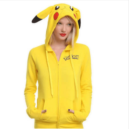 Camisa Manga Longa Anime Pokémon Pikachu Capuz
