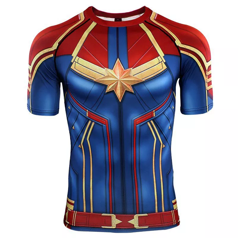 Camiseta 3D Cosplay Uniforme Capitã Marvel