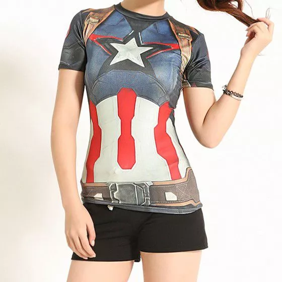 camiseta blusa feminina cosplay marvel capitao america Camiseta Thor Uniforme Avengers Vingadores Marvel Ultron