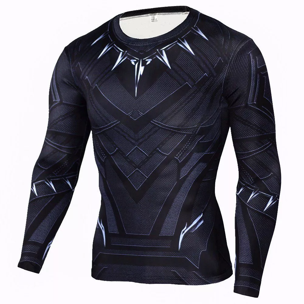 camiseta manga longa black panther pantera negra estampa 3d Camiseta Marvel Cosplay Homem de Ferro Tony Stark
