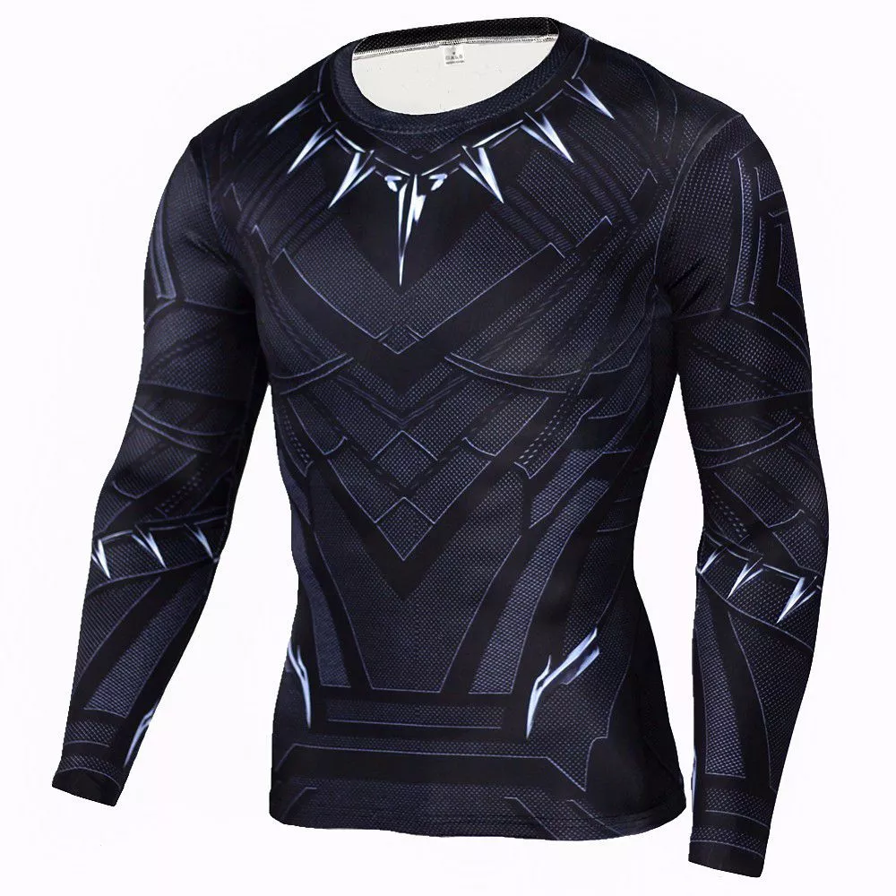 Camiseta Manga Longa Black Panther Pantera Negra Estampa 3D