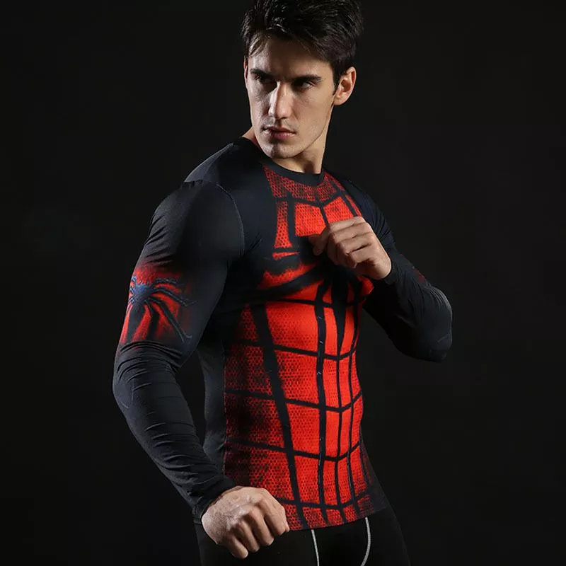 camiseta manga longa marvel spider man homem aranha logo vermelha e preta estampa 3d Camiseta Marvel Cosplay Homem de Ferro Tony Stark