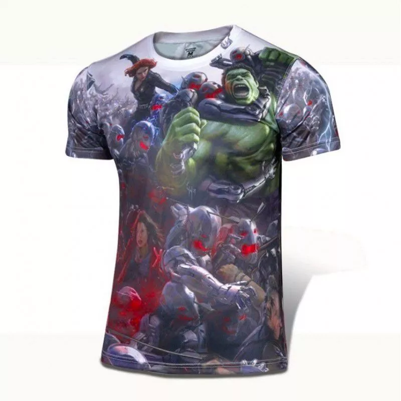 camiseta marvel disney avengers vingadores era de ultron Camiseta Masculina Cosplay Marvel Hulk Verde Vermelho