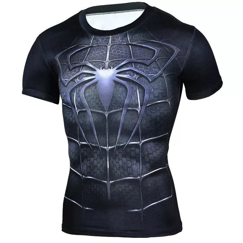 camiseta marvel spider man homem aranha uniforme preto estampa 3d Camiseta Marvel Cosplay Homem de Ferro Tony Stark