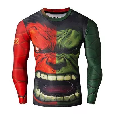 Camiseta Masculina Cosplay Marvel Hulk Verde Vermelho