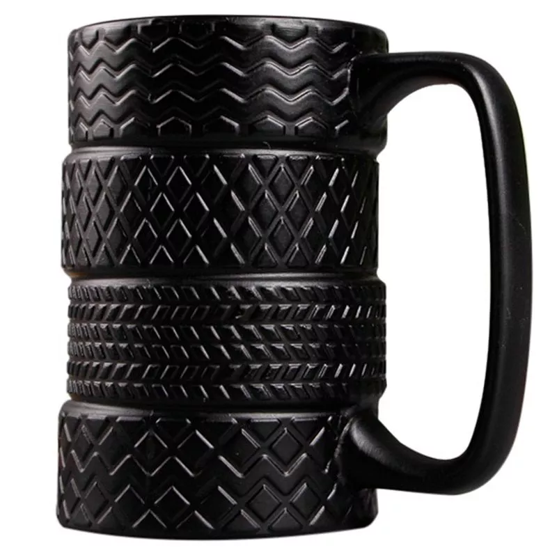 caneca 400 ml criativo pneu caneca de grande capacidade caneca ceramica personalidade Copo da isolação do vácuo do forro de aço inoxidável da caneca de café do chifre de cabra do copo 230ml