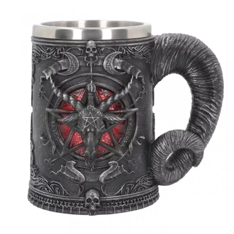 caneca baphomet canecas de cafe aco inoxidavel copos e canecas halloween cranio Halloween decoração unicórnio esqueleto osso adereços festa bonito ossos ornamentos halloween mas horror adereços (bege)