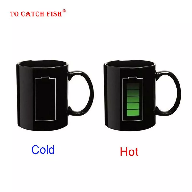 Caneca Bateria criativa caneca mágica energia positiva mudança de cor copo cerâmica descoloração café chá leite canecas novidade presentes
