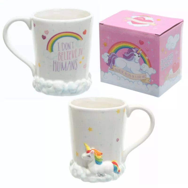 Caneca Copo Cerâmica Unicórnio arco iris