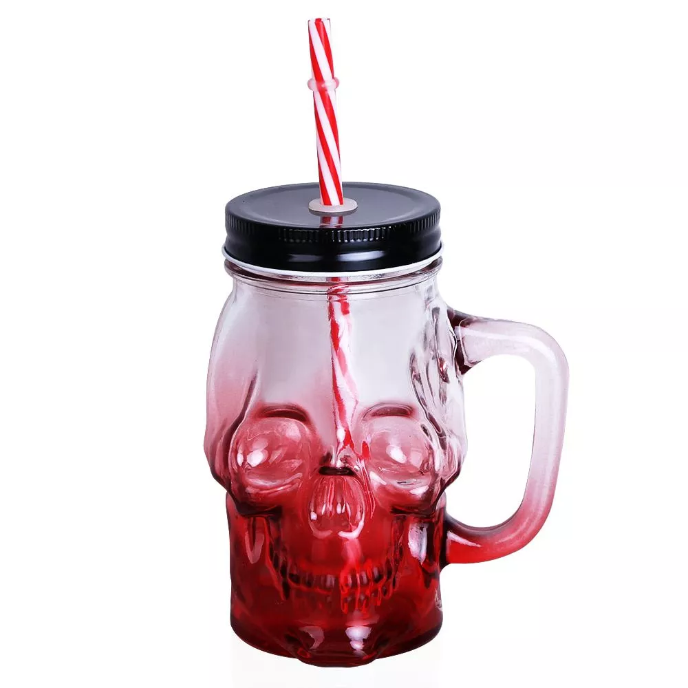 caneca copo cranio mason jar 500 ml design criativo caneca de cerveja de vidro com Boné de beisebol unissex, chapéu casual adulto tampa ajustada