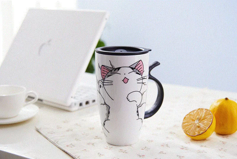 caneca copo tampa bonito do gato 2 Nova chegada de cristal strass pingente colar para as mulheres moda ouro/cor prata quadrado clavícula colar jóias de casamento