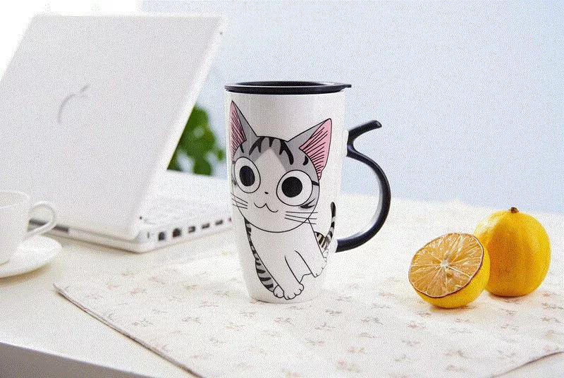 caneca copo tampa bonito do gato Nova chegada de cristal strass pingente colar para as mulheres moda ouro/cor prata quadrado clavícula colar jóias de casamento