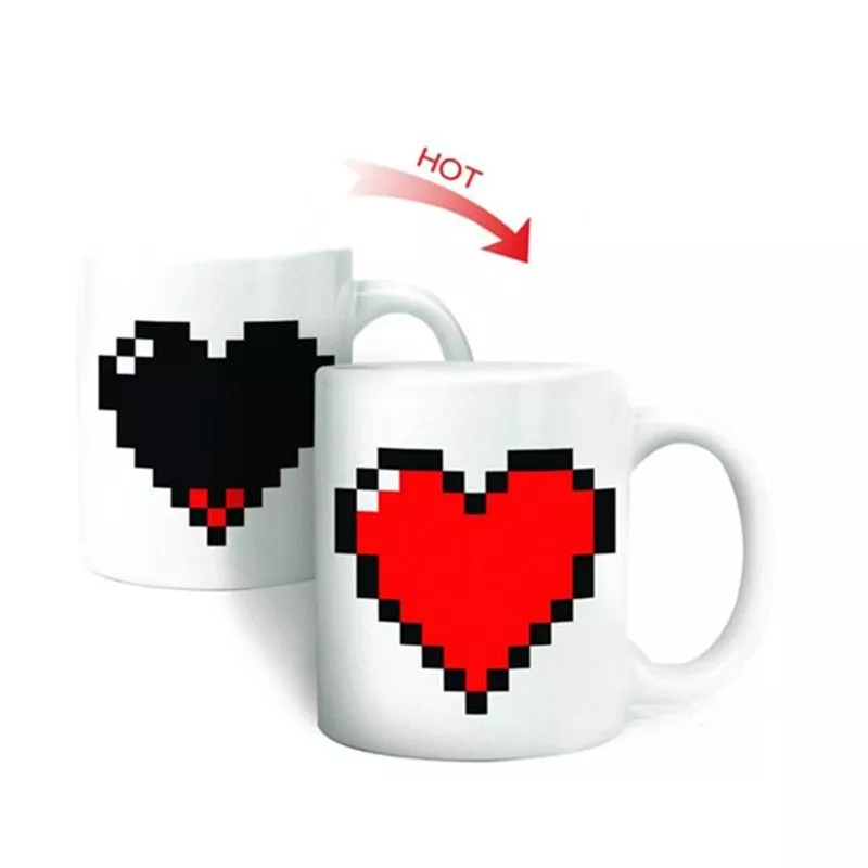 caneca criativo coracao magico mudanca de temperatura copo cor mudando canecas Caneca Lego Copos bonitos e canecas de café de expressão sorridente cerâmica