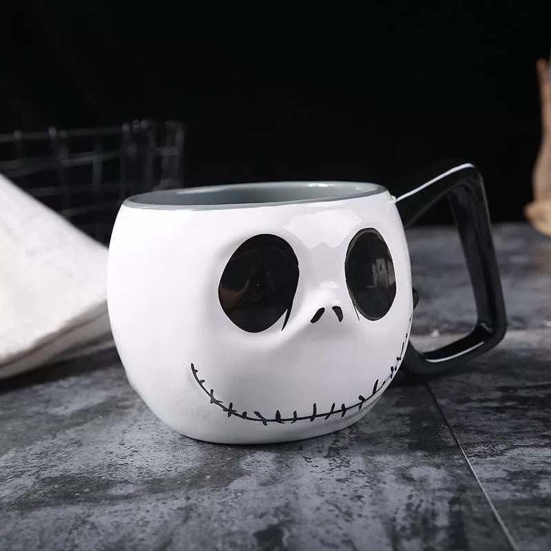 caneca jack skellington Caneca gato bonito cerâmica caneca de café com colher criativo pintados à mão drinkware leite copos chá novidade presentes