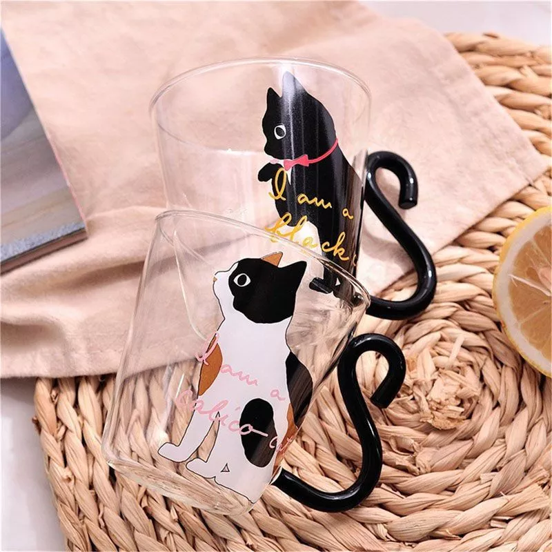 caneca justdolife 8.5oz bonito criativo gato leite caneca de cafe caneca de vidro de Colar Gato Bonito diy animal pingente colorido kawaii gato colares & pandants dos desenhos animados kitty colar para o casal unissex presentes dropshipping