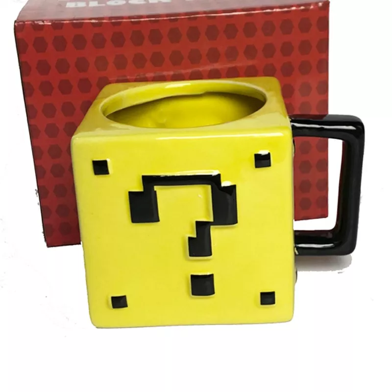 caneca super mario bloco de perguntas 3d caneca ceramica dos desenhos Garrafa 500ml garrafa térmica dupla parede de aço inoxidável frascos vácuo copo café chá leite caneca viagem garrafa térmica presentes thermocup