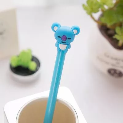 caneta coala azul cute bts bt21 Ellen brook 1 pçs coreano papelaria bonito kawaii cactus em vaso planta gel caneta material escolar de escritório romance presente criativo