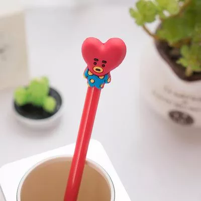 caneta coracao vermelho cute bts bt21 Ellen brook 1 pçs coreano papelaria bonito kawaii cactus em vaso planta gel caneta material escolar de escritório romance presente criativo