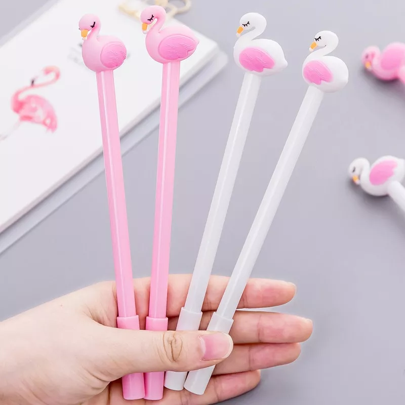 Caneta Gel Ponta Agulha Flamingo Cisnes 10pçs