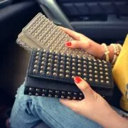 Capinha celular case carteira feminina rebites adolescente menina carteira feminina bolsa de bolso do telefone carteira feminina