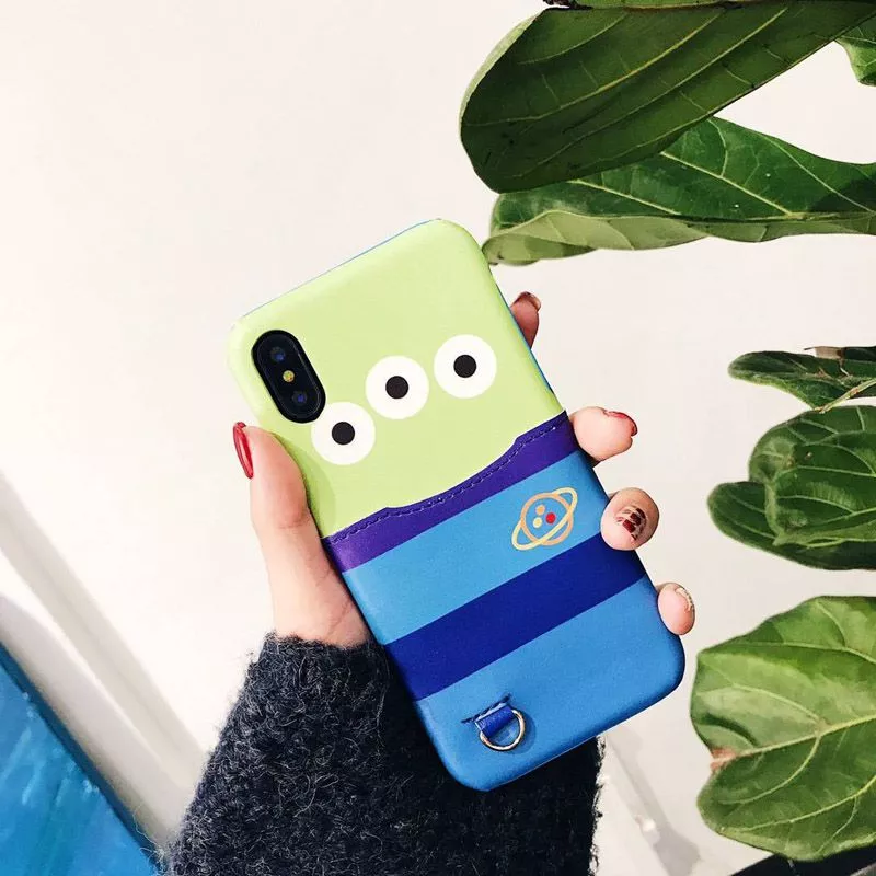 capinha p celular alien toy story porta cartoes case capa smartphone iphone Carteira linda feminina com desenhos, carteira curta de couro para mulheres, niqueleira e porta-cartões 2020