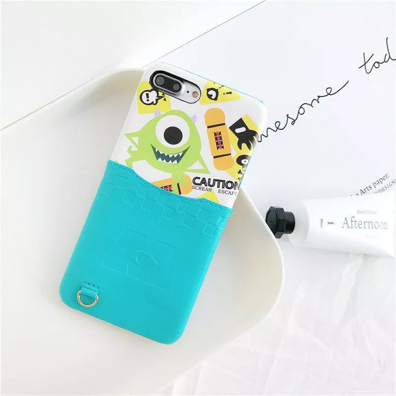 capinha p celular mike monstros s.a. porta cartoes case capa smartphone iphone Carteira linda feminina com desenhos, carteira curta de couro para mulheres, niqueleira e porta-cartões 2020